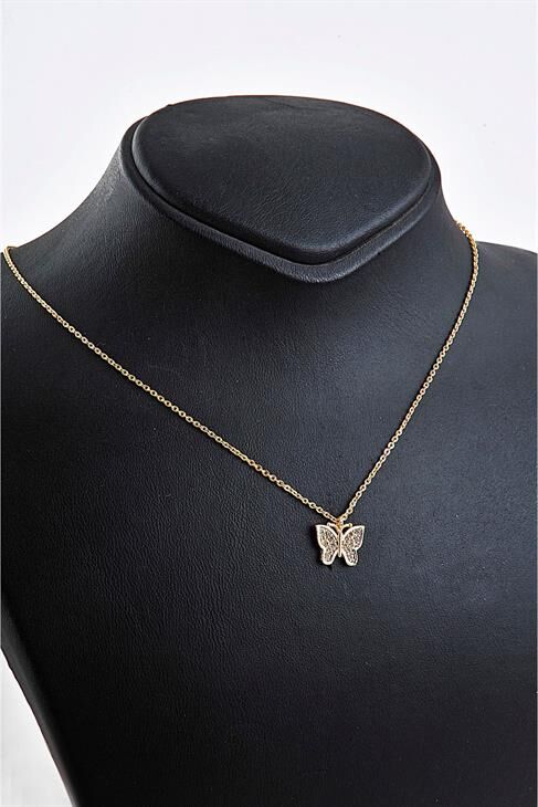 Kelebek Tasarımlı Zirkon Taşlı Kolye