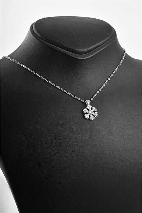 Kar Tanesi Tasarımlı Zirkon Taşlı Kolye