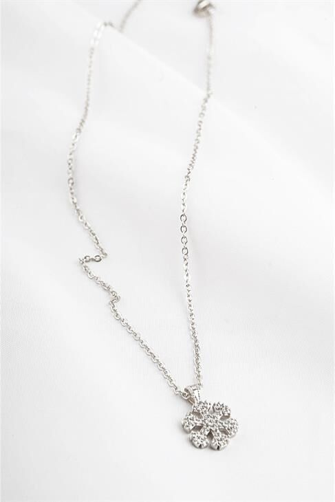 Kar Tanesi Tasarımlı Zirkon Taşlı Kolye