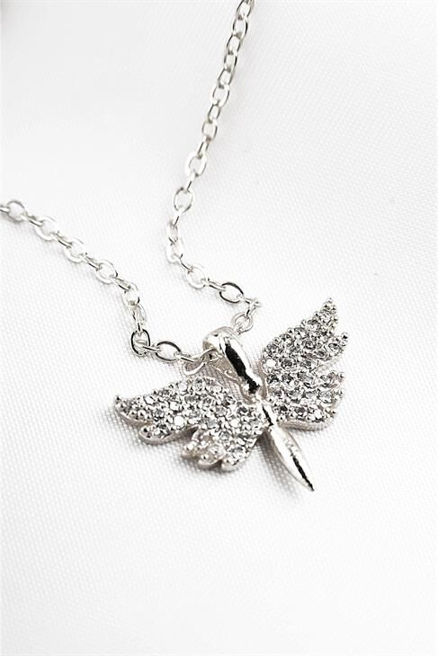 Melek Tasarımlı Zirkon Taşlı Kolye