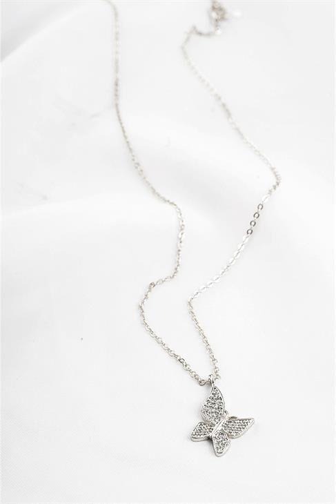 Kelebek Tasarımlı Zirkon Taşlı Kolye