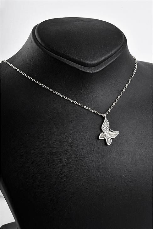 Kelebek Tasarımlı Zirkon Taşlı Kolye