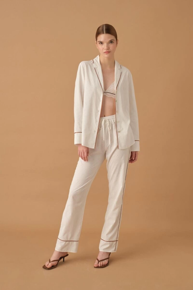 Pierre Cardin 25235 Kadın 3'Lü Braletli Biyeli Pijama Takım