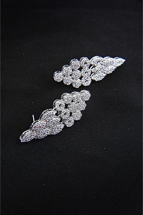 Özel Zirkonium Taşlı Gümüş Kaplamalı Kolye Küpe Abiye Takım Seti