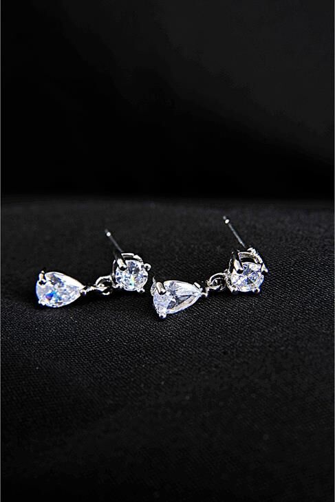 Özel Zirkonium Taşlı Cam Incili Gümüş Kaplamalı Kolye Küpe Abiye Takım Seti