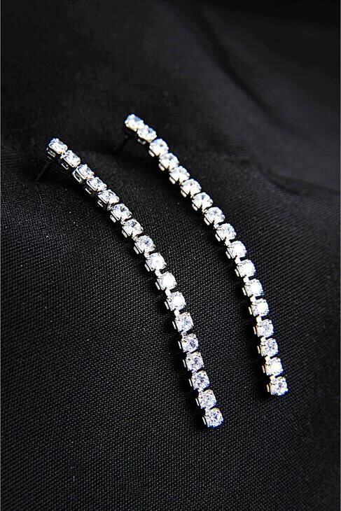 Özel Zirkonium Taşlı Gümüş Kaplamalı Kolye Küpe Abiye Takım Seti