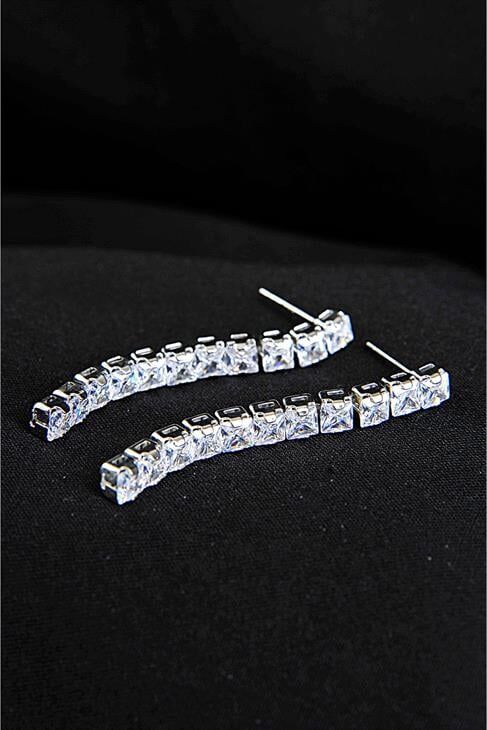 Özel Zirkonium Taşlı Gümüş Kaplamalı Kolye Küpe Abiye Takım Seti