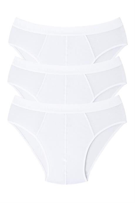 Erkek Bambu Slip Külot Düz Beyaz 3'lü Paket