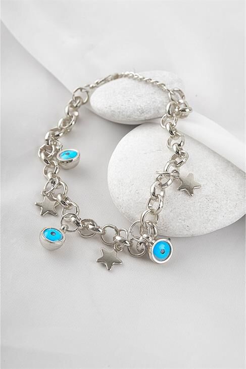 Nazarlı Yıldızlı Yüksek Kaliteli Zincirli Bileklik