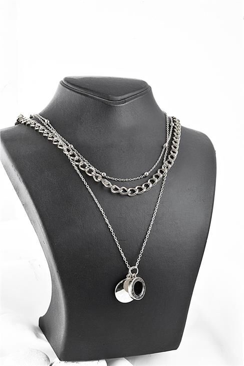 Zincir Takımlı Özel Tasarımlı Yuvarlak Yüksek Kaliteli 3lü Kolye