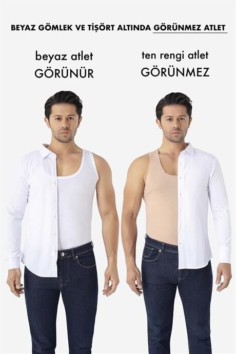 Erkek Görünmez Ten Rengi Atlet %100 Pamuklu