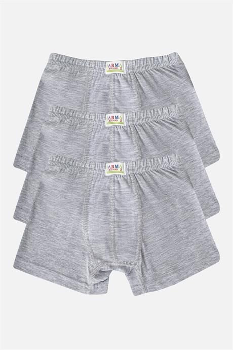 Erkek Çocuk Pamuklu Yumuşak ve Esnek Likralı Boxer 3'lü Paket Gri