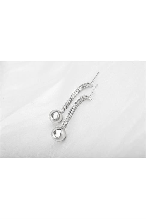 Baget Zirkon Taşlı Vidalı Sallantılı Küpe