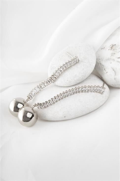 Baget Zirkon Taşlı Vidalı Sallantılı Küpe