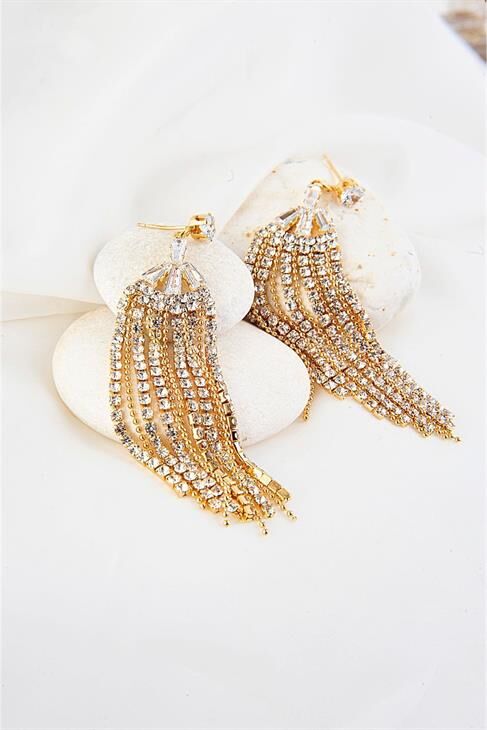 Abiye Küpe Baget Zirkonium Taşlı Parlak Stras Taşlı Özel Tasarımlı Abiye Küpe