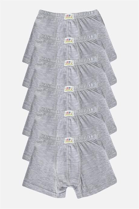 Erkek Çocuk Düz Pamuklu Likralı Gri Boxer 6'lı Paket