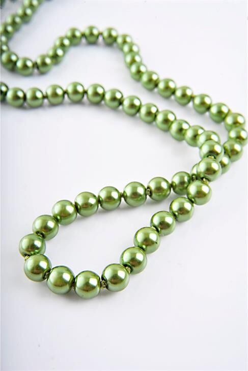 Yeşil Uzun Inci Taşlı Incili Kolye