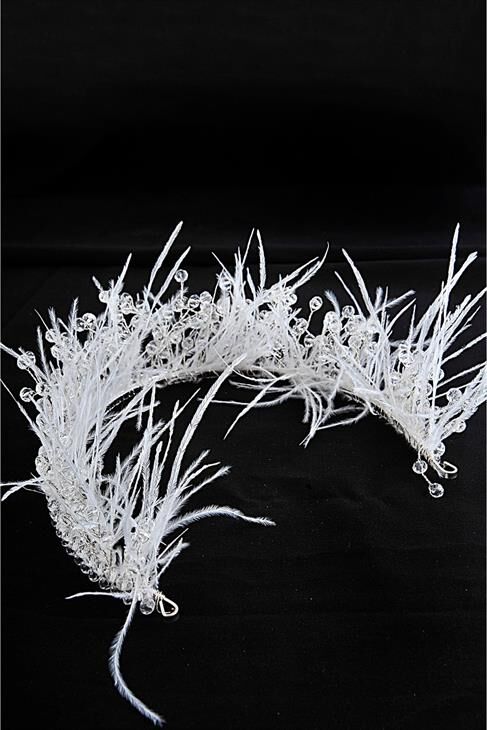 Beyaz Kırmızı Füme Renkli Cam Taşlı Abiye Taç Aksesuar