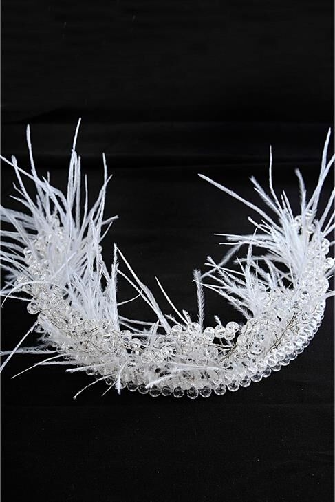 Beyaz Kırmızı Füme Renkli Cam Taşlı Abiye Taç Aksesuar