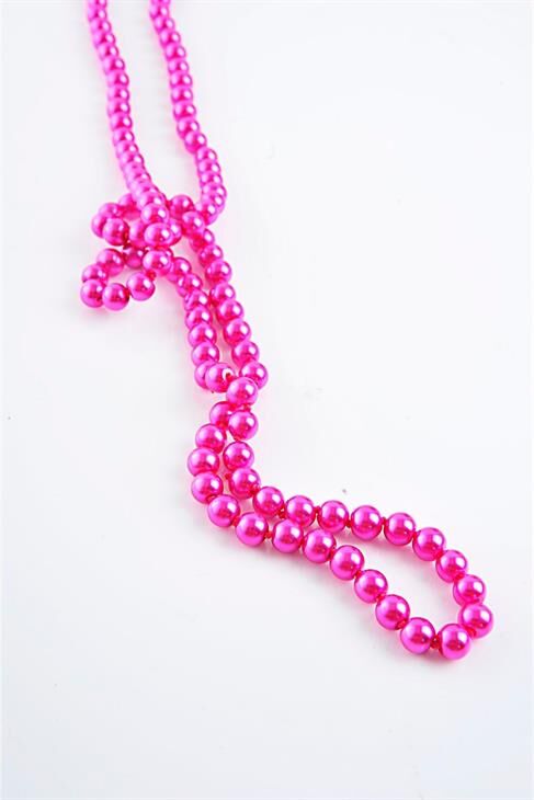 Pembe Uzun Inci Taşlı Incili Kolye