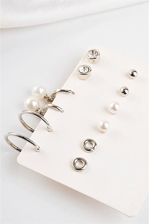 Inci Tasarımlı Halka Ve Top Küpeli Küpe 12li Set