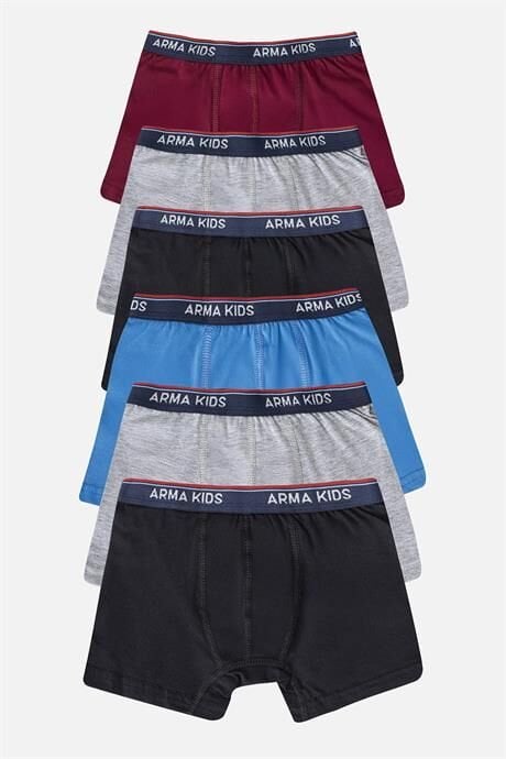 Erkek Çocuk Boxer 6'lı Paket Renkli, Pamuklu ve Likralı Esnek Kumaş