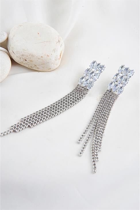 Abiye Küpe Baget Zirkonium Taşlı Parlak Stras Taşlı Özel Tasarımlı Abiye Nişan Küpe