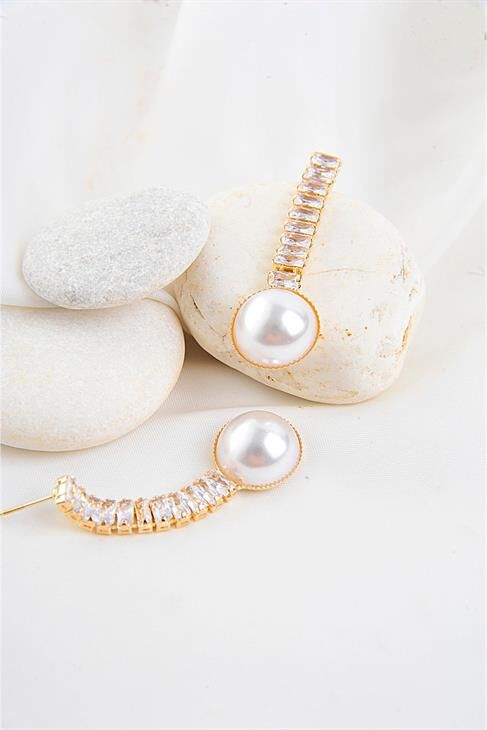 Inci Ve Baget Zirkonium Taşlı Parlak Stras Taşlı Özel Tasarımlı Abiye Nişan Küpe