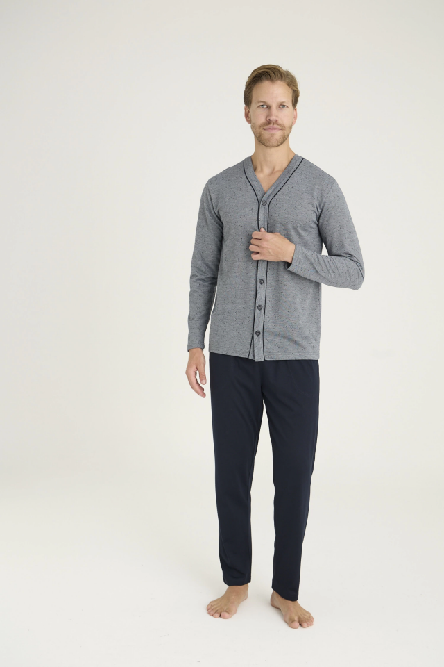 Kocabey 9225 Erkek V.Yaka Boydan Düğmeli Pijama Takım