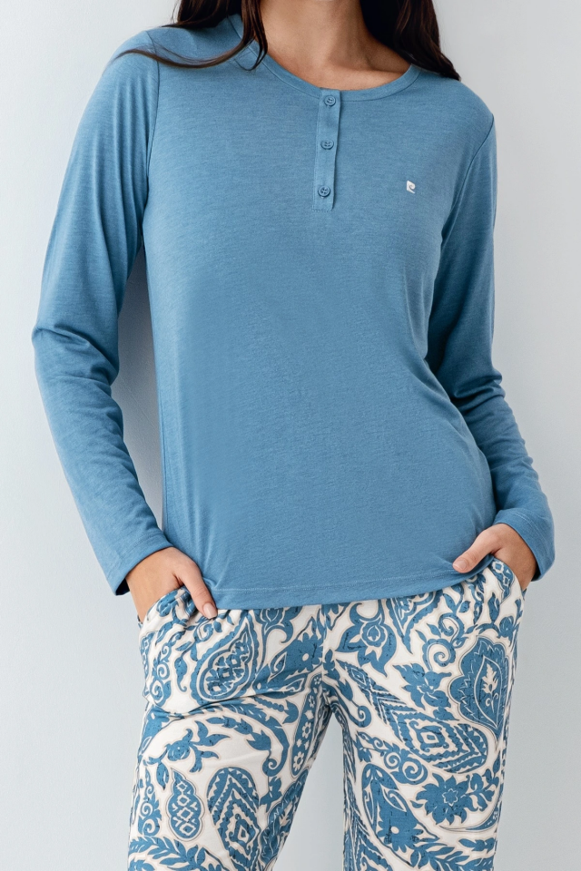 Pierre Cardin 9075-S Kadın Uzun Kol Pijama Takım