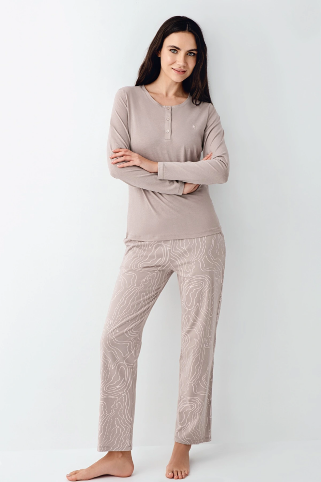 Pierre Cardin 9097-X Kadın Battal Uzun Kol Pijama Takım