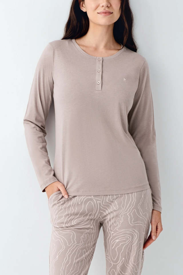 Pierre Cardin 9097-X Kadın Battal Uzun Kol Pijama Takım