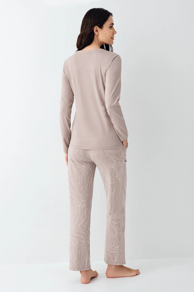 Pierre Cardin 9097-X Kadın Battal Uzun Kol Pijama Takım