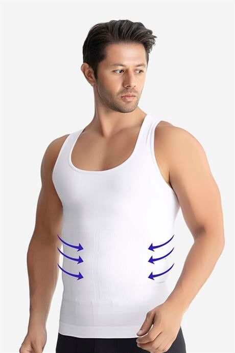 Erkek Beyaz Sıkılaştırıcı Korse Atlet Göbek Sarkma Önleyici Vücut Toparlayıcı
