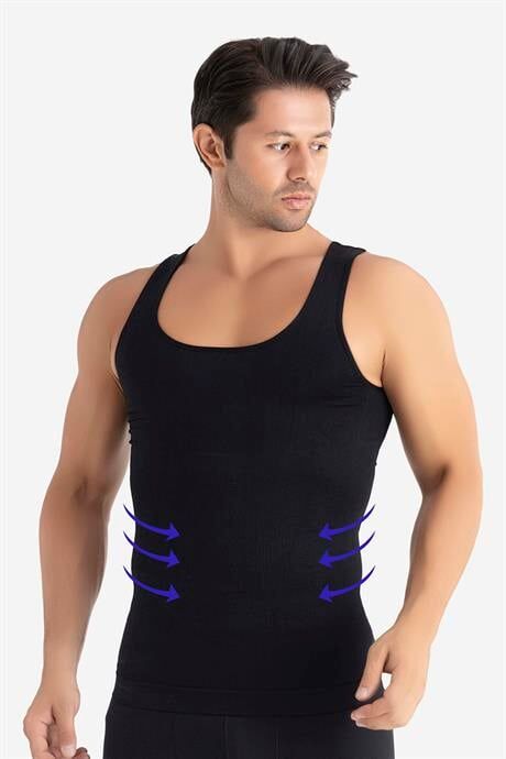 Erkek Siyah Sıkılaştırıcı Korse Atlet Göbek Sarkma Önleyici Vücut Toparlayıcı