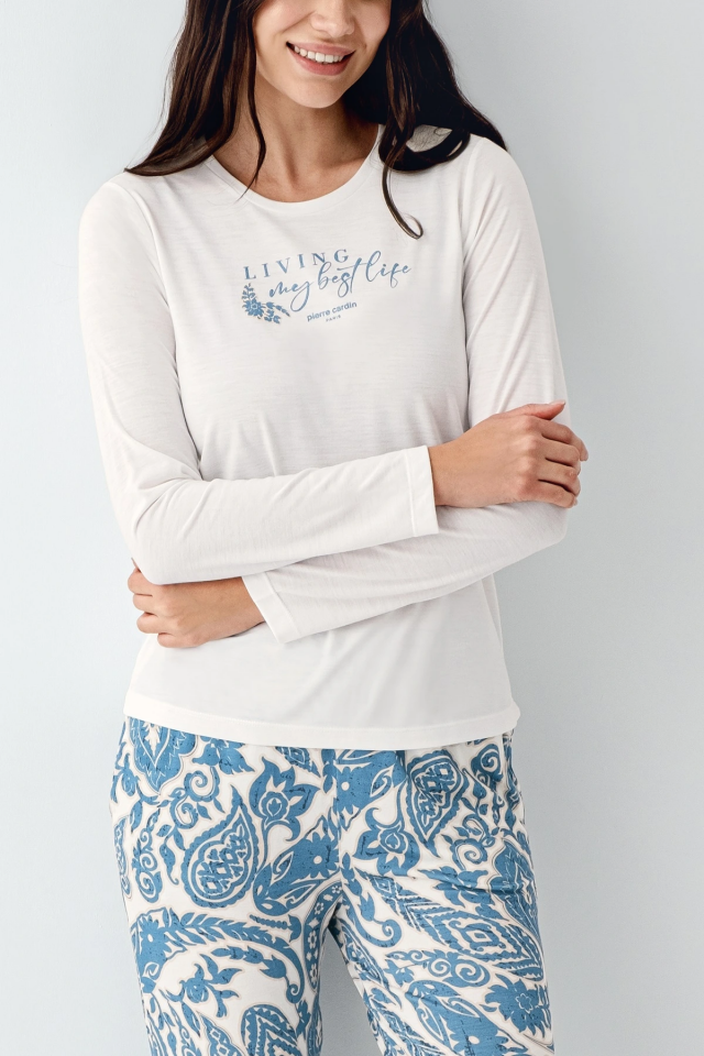 Pierre Cardin 9074-S Kadın Uzun Kol Pijama Takım