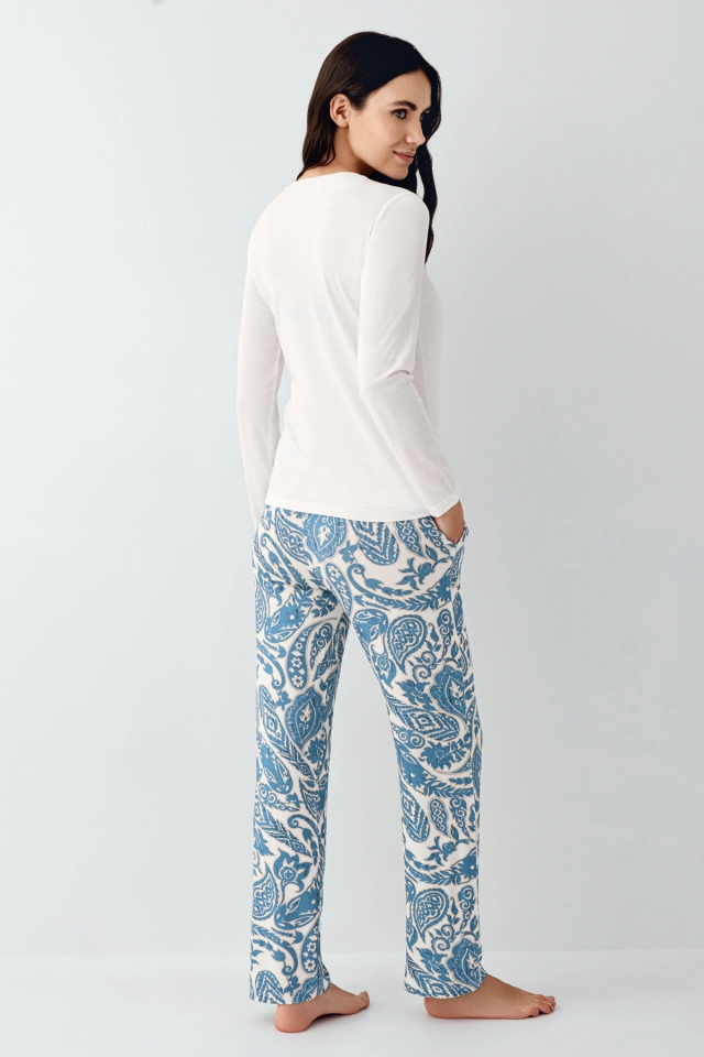 Pierre Cardin 9074-S Kadın Uzun Kol Pijama Takım