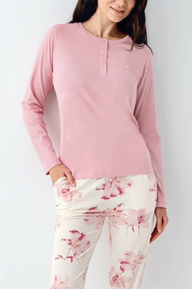 Pierre Cardin 9055-X Kadın Battal Uzun Kol Pijama Takım