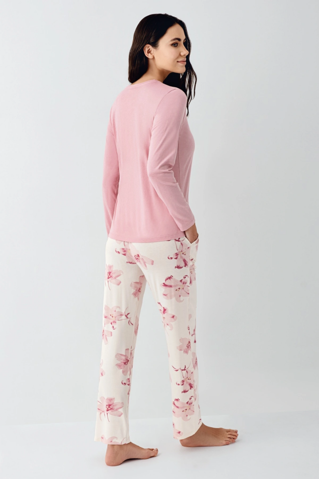 Pierre Cardin 9055-X Kadın Battal Uzun Kol Pijama Takım