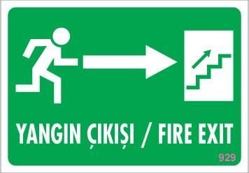 Yangın Çıkışı Uyarı Levhası 17,5X25 Kod:929