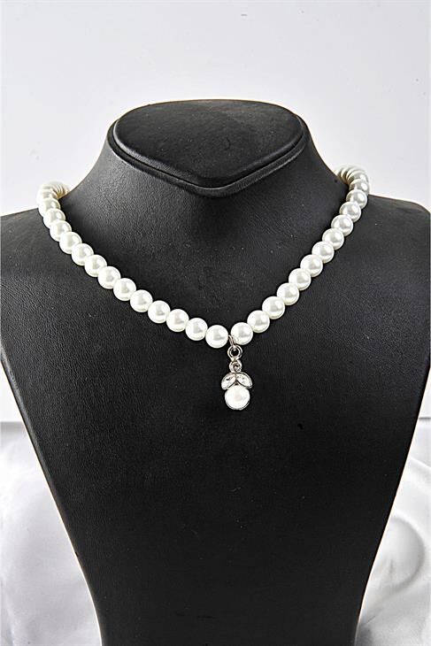 Özel Tasarımlı Inci Ve Zirkon Taşlı Kolye Küpe Takı Set
