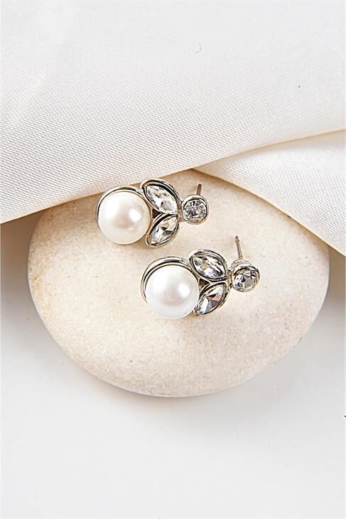 Özel Tasarımlı Inci Ve Zirkon Taşlı Kolye Küpe Takı Set