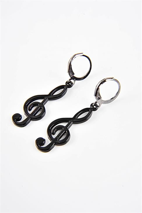 Sol Nota Tasarımlı Gold Kaplamalı Sallantılı Küpe