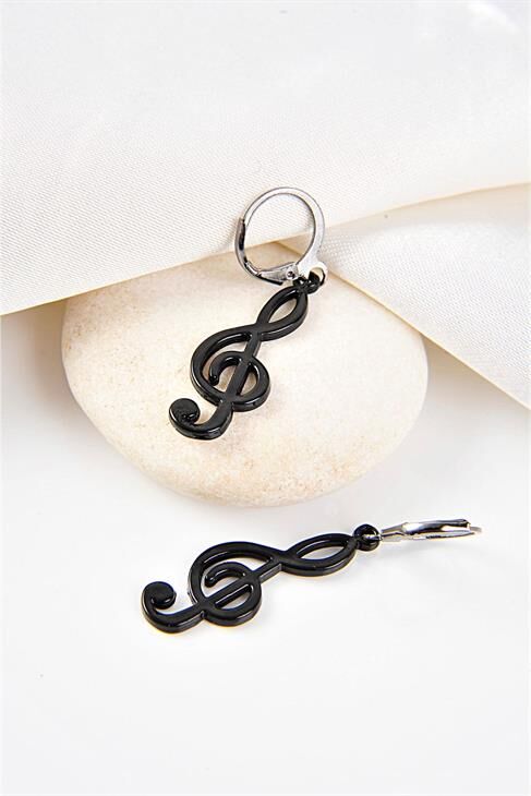 Sol Nota Tasarımlı Gold Kaplamalı Sallantılı Küpe