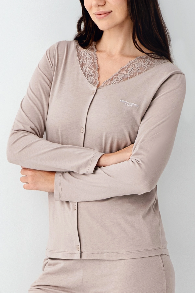 Pierre Cardin 9116-S Kadın Önü Düğmeli  Pijama Takımı