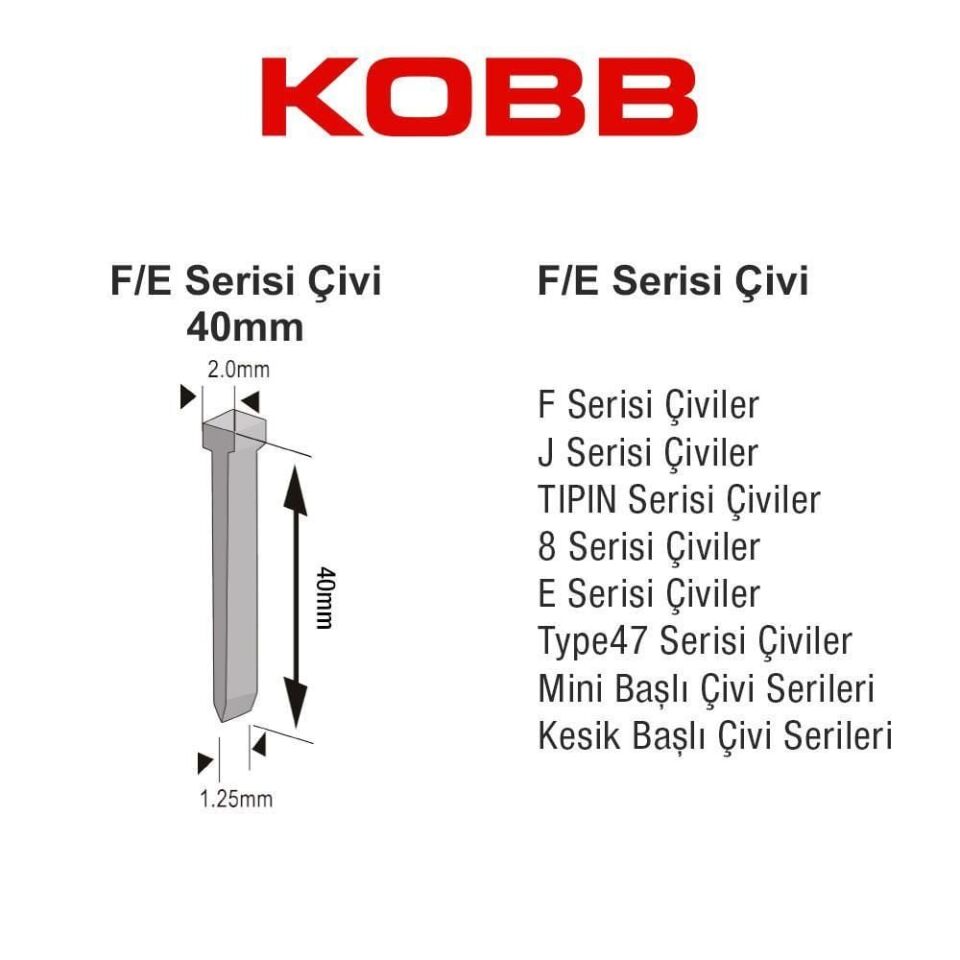 Kobb Kbz40F 40 Mm 2500 Adet Çivi