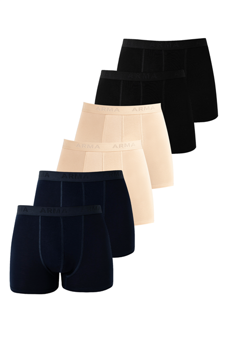 6'lı Paket Erkek Pamuklu Likralı Esnek Kumaş Renkli Boxer