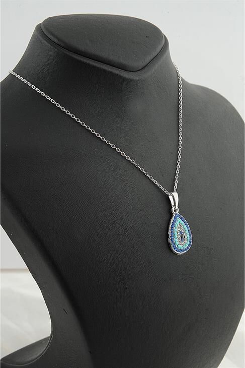 Nazar Tasarımlı Zirkon Taşlı Kolye