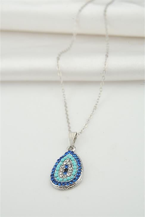 Nazar Tasarımlı Zirkon Taşlı Kolye