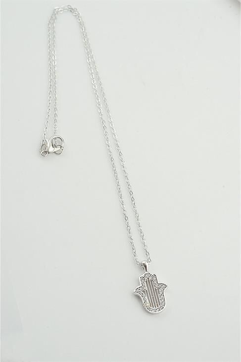 Kutulu Fatma Ana Eli Tasarımlı Zirkon Taşlı Kolye